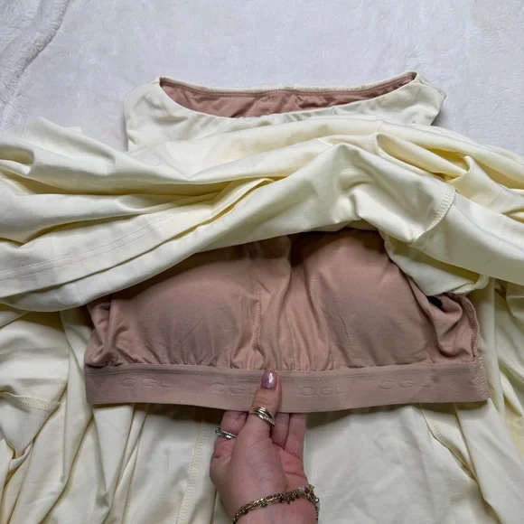 OGL Boatneck Bamboo Ponte Midi Dress with Pockets – Cream – Size M - Picture 6 of 7